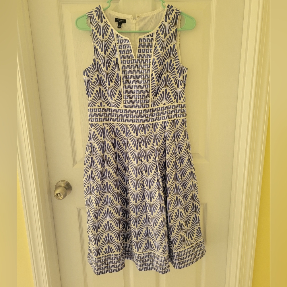 Talbots Blue and White Dress Size 2P
